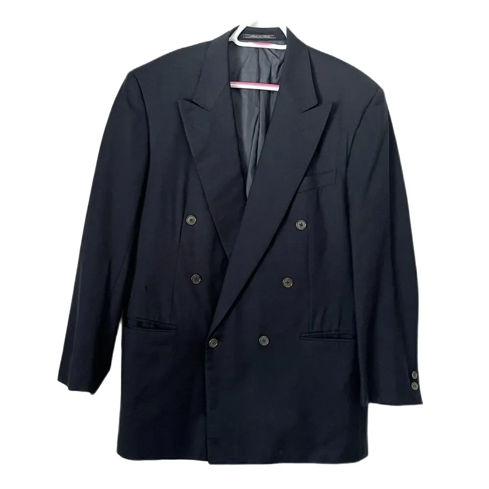 Ermenegildo Zegna Black 100% Wool Button Up Blazer Jacket   Mens Size 50L US 40L
